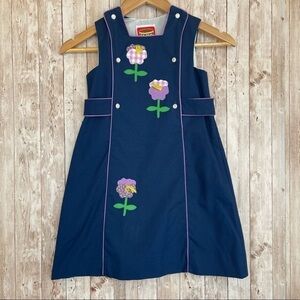 Chocolate Soup Vintage Sleeveless Floral Appliqué Dress Size 6 Girls